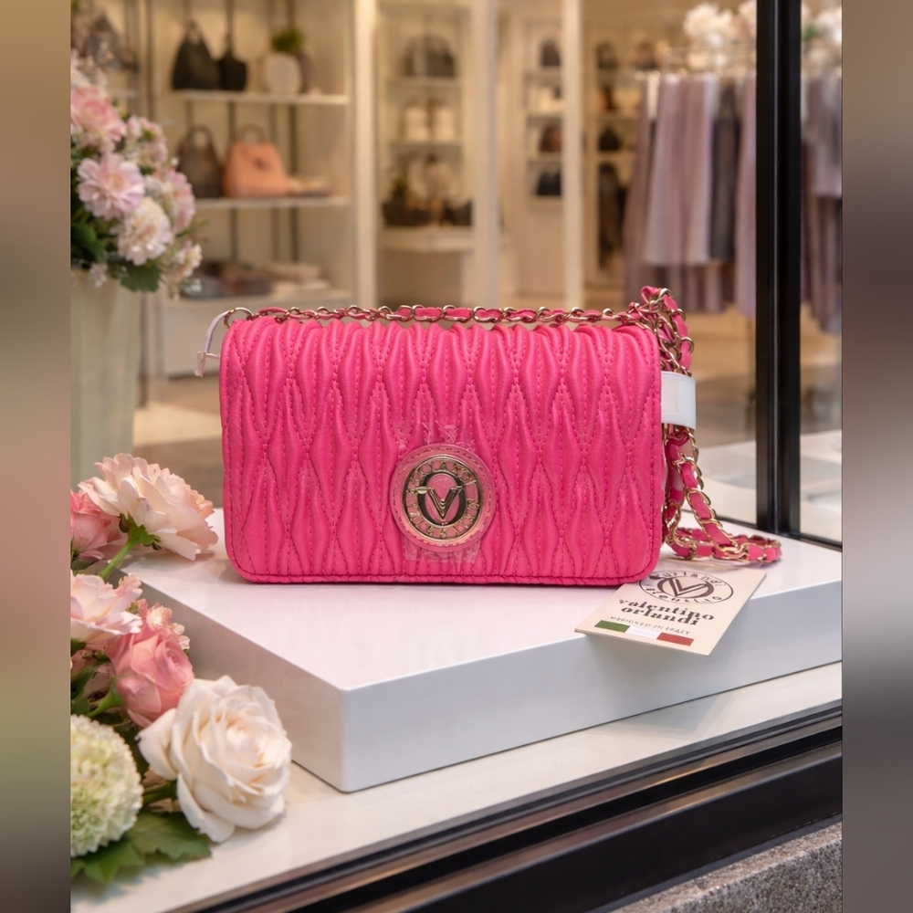 Valentino Orlandi Fuchsia Quilted Crossbody Bag
